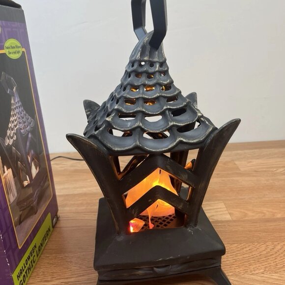 Gemmy Halloween Decor Gothic Lantern Flickering Light Hang or Set Down in Box - Picture 7 of 14